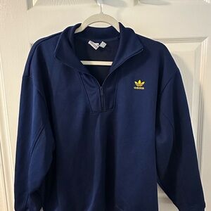 Adidas Men's Zip-Up Navy and Yellow Sweater